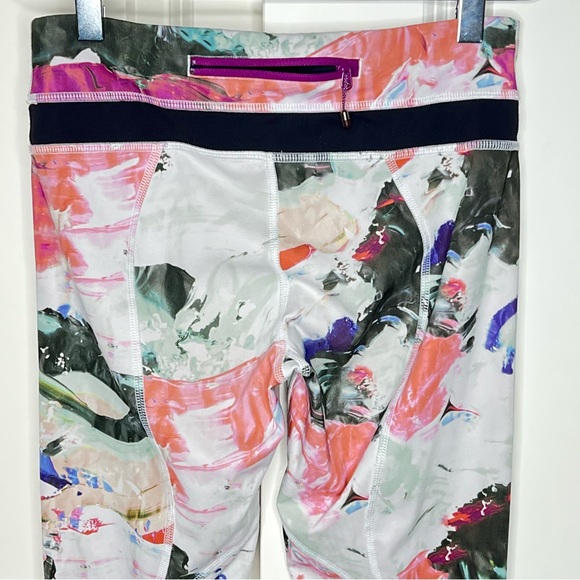 Lululemon Leggings 4 Run Inspire Crop II Pigment Wave Multi Black Pink Womens - Picture 9 of 16